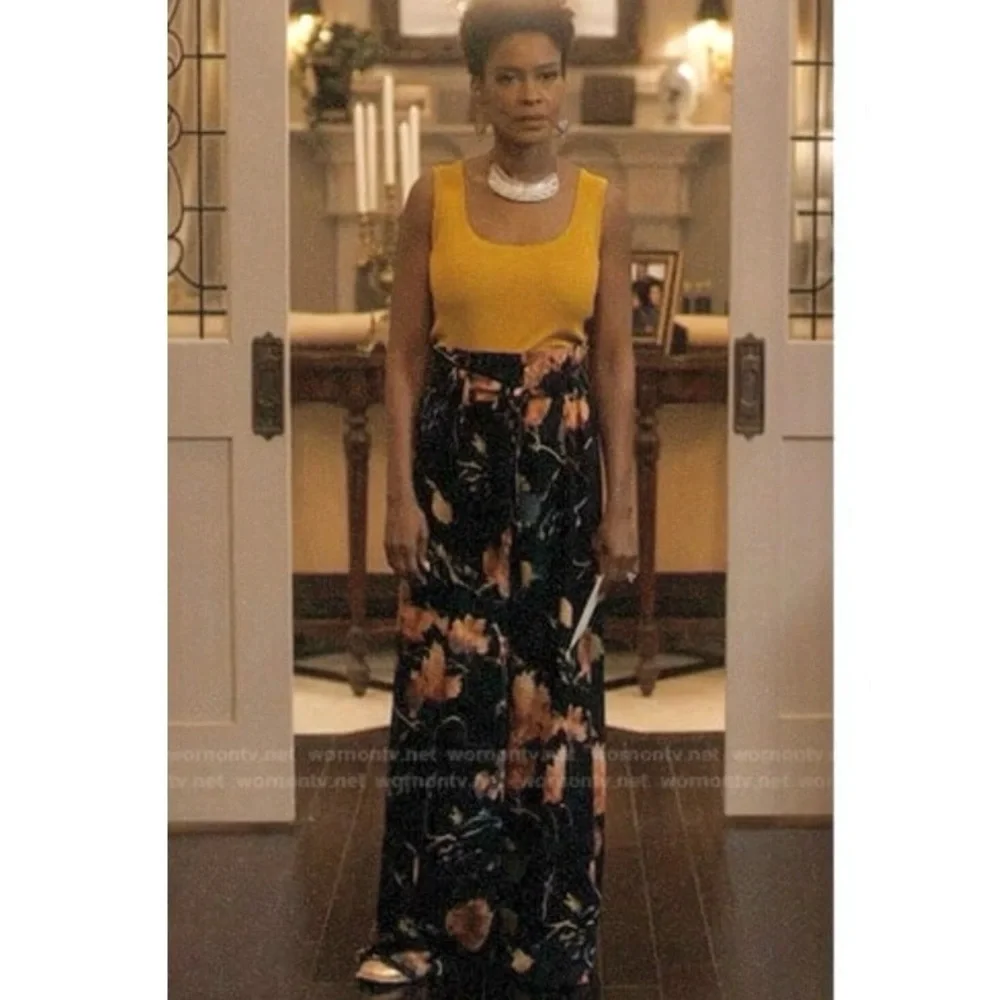 BCBGMaxAzria Black Floral Wide Leg Palazzo Pants - Picture 3 of 15